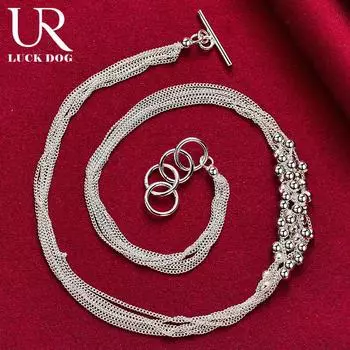 Ожерелье из стерлингового серебра 925 пробы с маленькими бусинами и виноградом, модные свадебные украшения 45CM