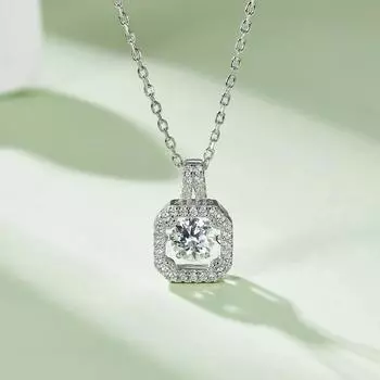 Ожерелье из стерлингового серебра 925 пробы с квадратной подвеской, цвет D, муассанит, драгоценный камень, прошедший тест на бриллиант, для женщин, роскошные ювелирные изделия, аксессуары