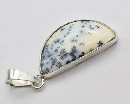 Ожерелье из стерлингового серебра 925 пробы с натуральным дендритовым опалом и подвеской из драгоценного камня