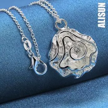 Ожерелье из стерлингового серебра 925 пробы с розой, модные свадебные украшения O-45CM