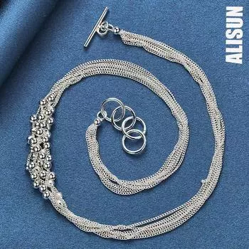 Ожерелье из стерлингового серебра 925 пробы с маленькими бусинами и виноградом, модные свадебные украшения 45CM