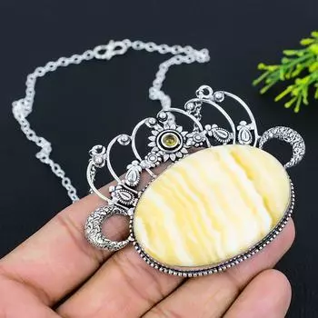 Ожерелье из стерлингового серебра 925 пробы с натуральным желтым септарином и цитрином, 18 дюймов, C3s38