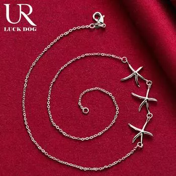 Ожерелье из стерлингового серебра 925 пробы с тремя звездами, модные свадебные украшения 45CM