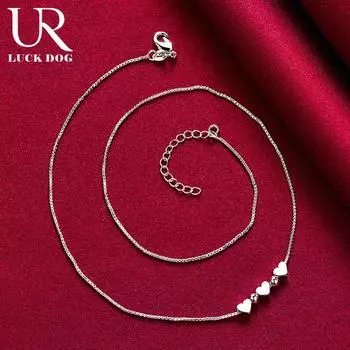 Ожерелье из стерлингового серебра 925 пробы в форме сердца в виде змеиной цепи, модные свадебные украшения 45CM