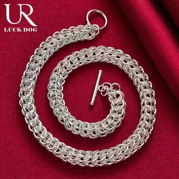 Ожерелье из стерлингового серебра 925 пробы с несколькими кольцами, модные свадебные украшения 45CM