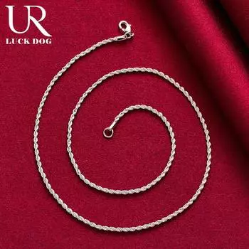 Ожерелье из стерлингового серебра 925 пробы с водным узором, 3 мм, модные свадебные украшения 40CM