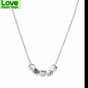 Ожерелье из стерлингового серебра 925 пробы с изысканной простой цепочкой на ключицу, индивидуальное геометрическое ожерелье с бусинами для переноса для женщин