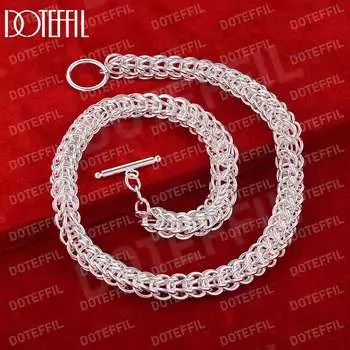 Ожерелье из стерлингового серебра 925 пробы с несколькими кольцами, модные свадебные украшения 45CM