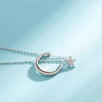 Ожерелье из стерлингового серебра 925 пробы с лунной звездой, простая сверкающая цепочка на ключицу, женская свадебная бижутерия, подарок на день рождения 40cm платиновый