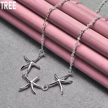 Ожерелье из стерлингового серебра 925 пробы с тремя звездами, модные свадебные украшения 45CM