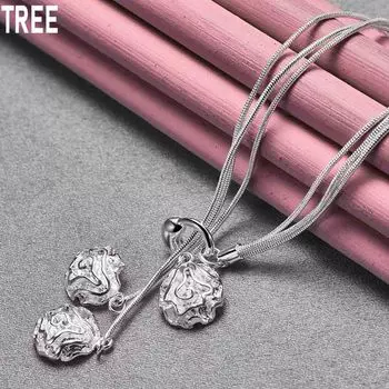 Ожерелье из стерлингового серебра 925 пробы с тремя розами в виде змеиной цепи, модный свадебный аксессуар 45CM