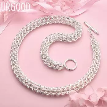 Ожерелье из стерлингового серебра 925 пробы с несколькими кругами, модные свадебные украшения 45CM