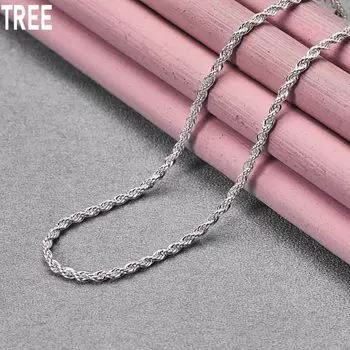 Ожерелье из стерлингового серебра 925 пробы с водным узором, 3 мм, модные свадебные украшения 40CM
