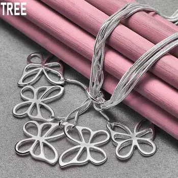 Ожерелье из стерлингового серебра 925 пробы с цепочкой-змейкой и бабочкой, модные свадебные украшения 45CM