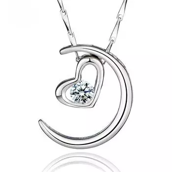 Ожерелье из стерлингового серебра 925 пробы с подвеской в виде лунного сердца, корейские ювелирные изделия, то же самое серебряное ожерелье s925