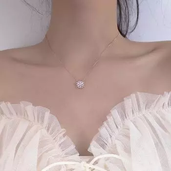 Ожерелье из стерлингового серебра 925 пробы с блестящим цирконием, подвеска для девочек, свадебный подарок на день рождения, ожерелье, ювелирные украшения 40cm платиновый