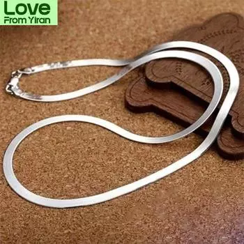 Ожерелье из стерлингового серебра 925 пробы с цепочкой 4 мм для женщин, роскошное парное ювелирное украшение, цепочка-лезвие, свадебный подарок, колье-ключица 50cm 20inches