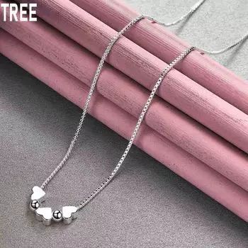 Ожерелье из стерлингового серебра 925 пробы в форме сердца в виде змеиной цепи, модные свадебные украшения 45CM