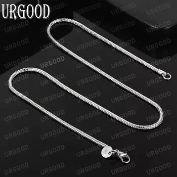 Ожерелье из стерлингового серебра 925 пробы с цепочкой-змейкой, модные свадебные украшения 40CM