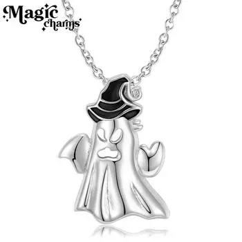 Ожерелье из стерлингового серебра 925 пробы пугает призраков, креативное индивидуальное ожерелье на Хэллоуин, модное нишевое забавное ожерелье