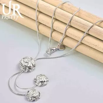 Ожерелье из стерлингового серебра 925 пробы с розой, модные свадебные украшения 45CM