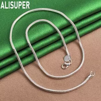 Ожерелье из стерлингового серебра 925 пробы с цепочкой-змейкой, 3 мм, модные свадебные украшения 40CM