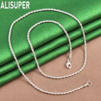 Ожерелье из стерлингового серебра 925 пробы с водным узором, 3 мм, модные свадебные украшения 40CM