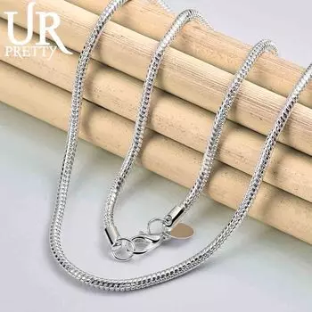 Ожерелье из стерлингового серебра 925 пробы с цепочкой-змейкой, 3 мм, модные свадебные украшения 40CM