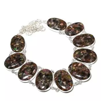 Ожерелье из стерлингового серебра 925 пробы с натуральным арбузным турмалином, 18 дюймов, Y0E37