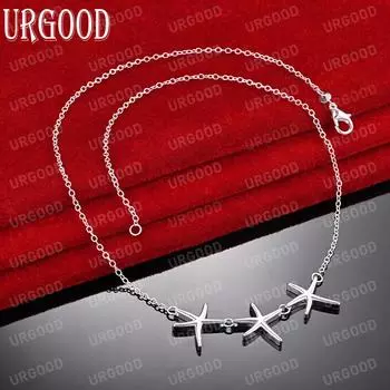 Ожерелье из стерлингового серебра 925 пробы с тремя звездами, модное украшение для свадьбы 45cm