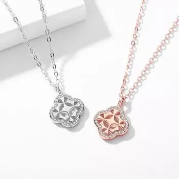 Ожерелье из стерлингового серебра 925 пробы с четырьмя листами клевера, женская полая подвеска из розового золота 18 карат, цепочка на ключицу в виде счастливой травы 925 Silver