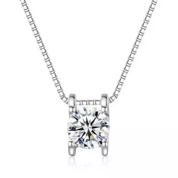 Ожерелье из стерлингового серебра 925 пробы с муассанитом D-цвета и платиновым покрытием в виде головы быка с четырьмя когтями, легкая роскошь, ключица, первоклассный дизайн 1 carat (Mozambican, 925 silver) белого золота