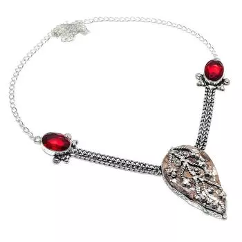 Ожерелье из стерлингового серебра 925 пробы с натуральной дикой лошадью и гранатом, 18 дюймов, Y8l97