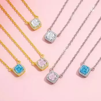 Ожерелье из стерлингового серебра 925 пробы с маленьким квадратным бриллиантом в форме кубика сахара, прочная цепочка Niche, изысканная квадратная цепочка на ключицу 925 Silver