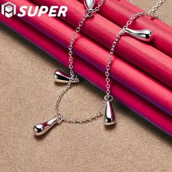 Ожерелье из стерлингового серебра 925 пробы с пятью каплями, модные ювелирные изделия 45cm