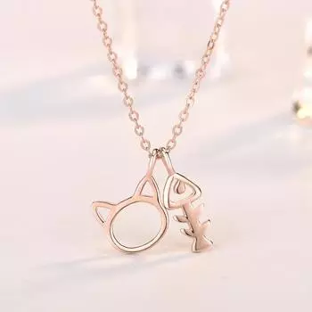 Ожерелье из стерлингового серебра S925 Cat Fishbone, женская цепочка Sen Small Fresh Clavical, элегантная модная универсальная подвеска