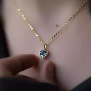 Ожерелье из стерлингового серебра S925 для женщин в форме сердца, темно-синий циркон, простой высококачественный кулон, цепочка на ключицу для женщин 925