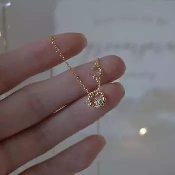 Ожерелье из стерлингового серебра S925, гексаграмма, женская, легкая, роскошная, дизайн меньшинства, звезда, луна, высококачественная, ключичная цепочка 925