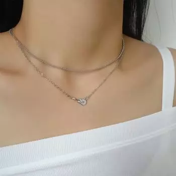 Ожерелье из стерлингового серебра S925, креативное ожерелье на шею скрипки, персонализированное ежедневное двухслойное ожерелье с цирконами для гитары silver