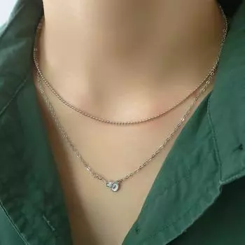 Ожерелье из стерлингового серебра S925, летние горячие стопки для девочек, двойной слой, белая цепочка на ключицу для гитары, индивидуальность, сладкий и крутой черный музыкальный бас, ожерелье silver