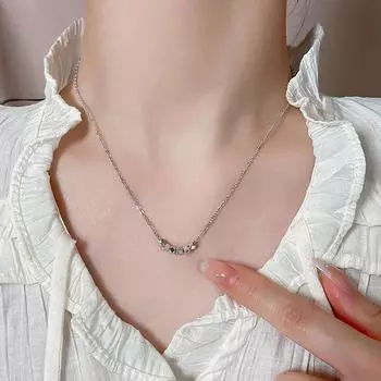 Ожерелье из стерлингового серебра S925, маленькое трехмерное квадратное многоугольное ожерелье на шею, цепочка на ключицу, женское простое квадратное геометрическое ожерелье