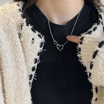 Ожерелье из стерлингового серебра S925, милый крутой стиль, цепочка на ключицу, модная европейская и американская мода, хип-хоп, ретро, полое ожерелье в форме сердца