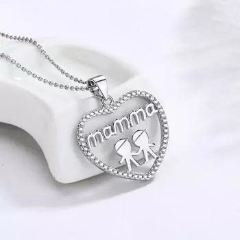 Ожерелье из стерлингового серебра S925, модная классическая подвеска в форме сердца, инкрустированная цирконием, памятные ювелирные изделия для родителей и детей серебряный