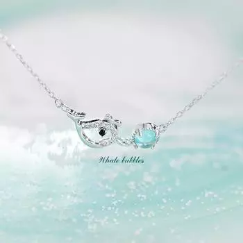 Ожерелье из стерлингового серебра S925, ожерелье из пены с китами, женское новое изысканное маленькое свежее бриллиантовое ожерелье с лунным камнем, цепочка на ключицу silver