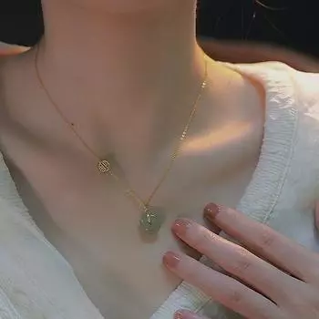 Ожерелье из стерлингового серебра S925, ожерелье с безопасной пряжкой, модный темперамент, дизайн в китайском стиле, счастливая и удачливая нефритовая цепочка на ключицу Хэтянь