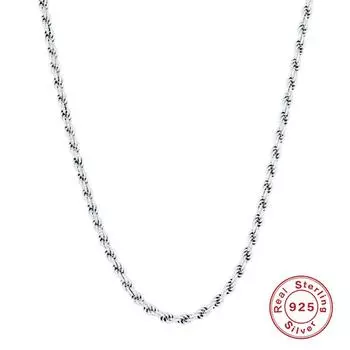 Ожерелье из стерлингового серебра S925, плетеное ожерелье, цепочка на ключицу и шею, одинарная цепочка, цепочка своими руками 925 Silver белого золота