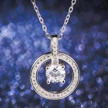 Ожерелье из стерлингового серебра S925 пробы, сверкающее ожерелье с подвеской в виде кольца на ключице s925