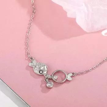 Ожерелье из стерлингового серебра S925 с подвеской в виде рыбы-поцелуя в корейском стиле с асимметричной цепочкой на ключицу для женщин 925