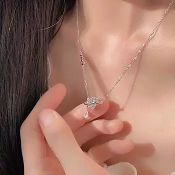 Ожерелье из стерлингового серебра S925 с любящим сердцем, капля воды, кисточка, свежее 925