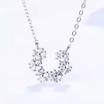 Ожерелье из стерлингового серебра S925 с микроинкрустацией U-образной замковой костяной цепочкой в корейском стиле, модное элегантное серебряное универсальное женское ожерелье 925